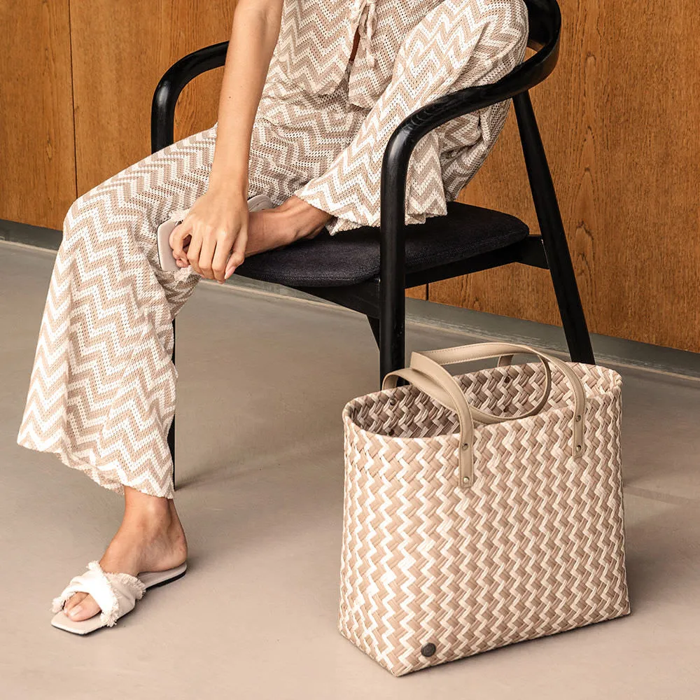 Handed By Shopper Faye beige & creme - Design Einkaufstasche & Strandtasche