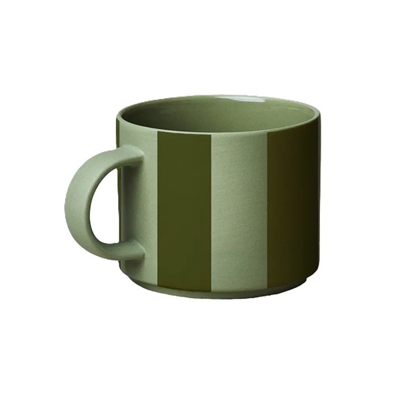 GOOD MOOD collection cup - eucalyptus striped, Porzellantasse Streifen, 280 ml