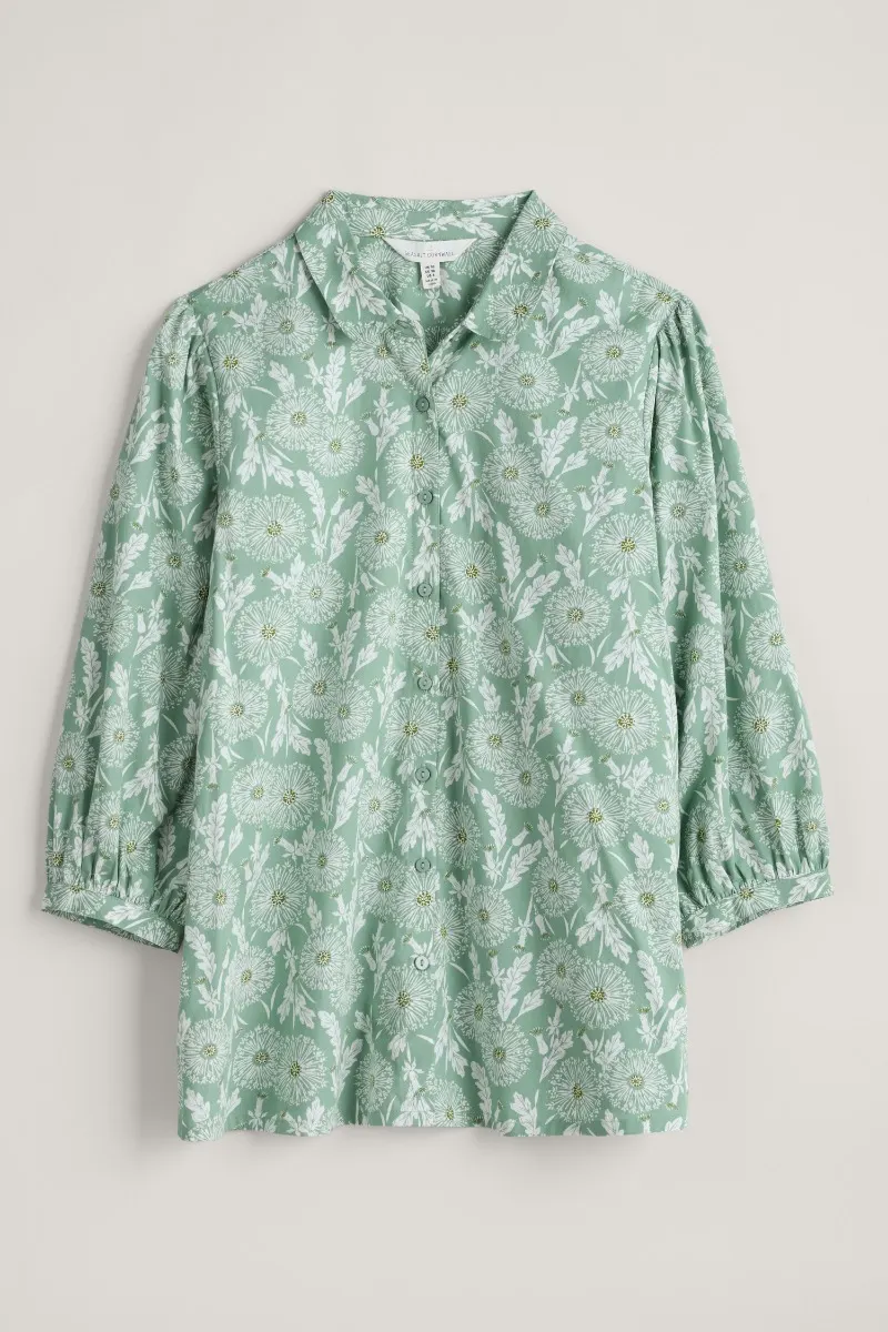 SEASALT CORNWALL Bluse Hope Cottage Organic Cotton Blouse, Muster: Dandelion Seed Rosemary