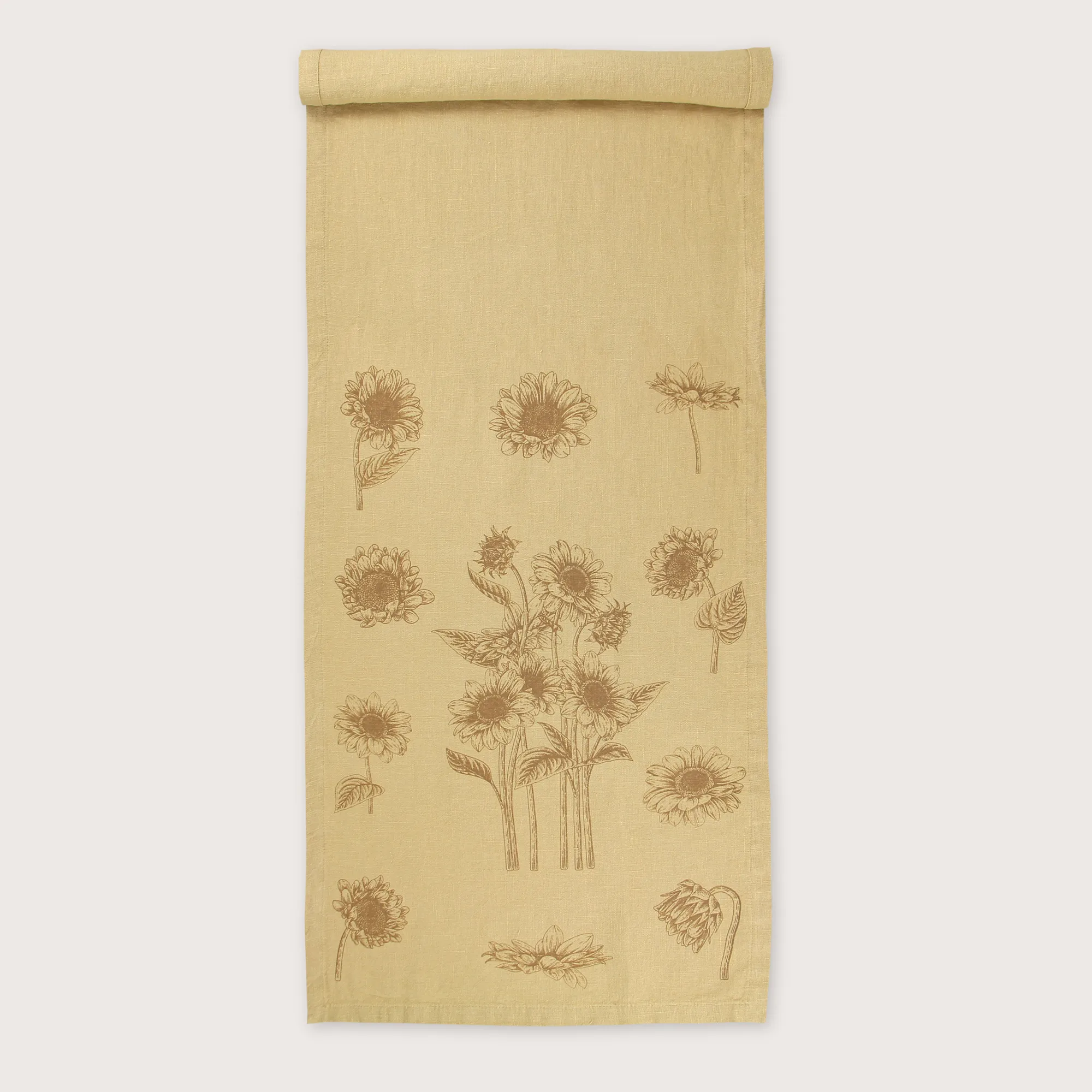 Dorothee Lehnen Tischläufer Sonnenblume, Leinen , handbedruckt ca. 150x40cm, sandshell von Dorothee Lehnen 