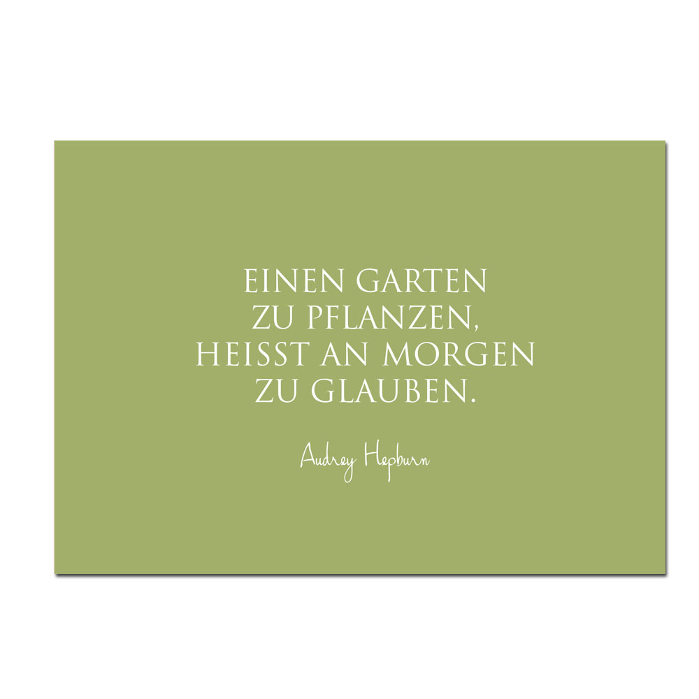 Wunderwort Postkarte "Einen Garten zu pflanzen…" Audrey Hepburn
