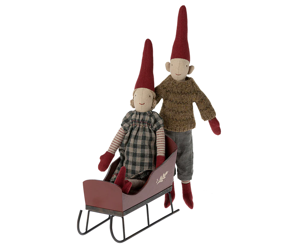 % Maileg Schlitten, Mini, Rot , Weihnachten, ca. 12 x 8 x 18 cm