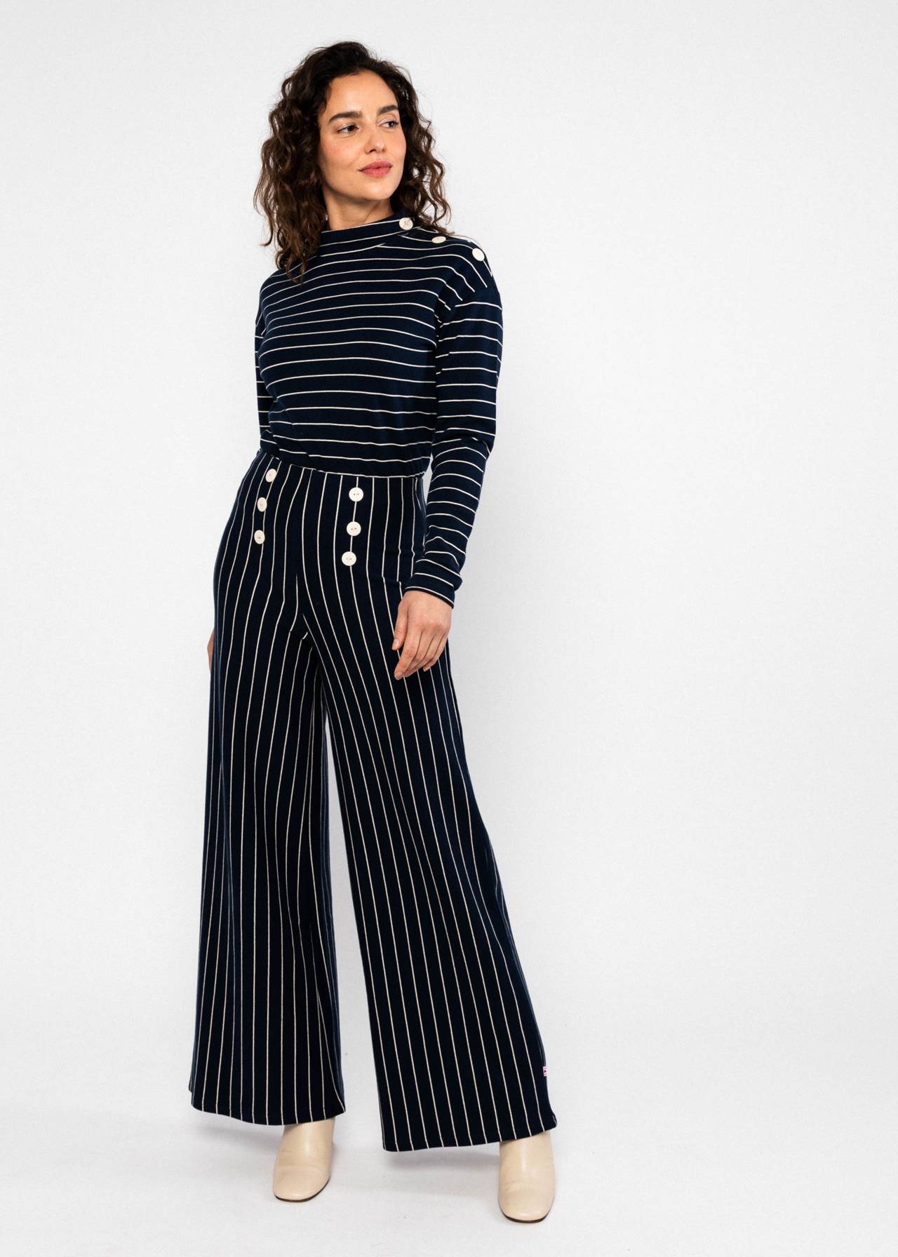 Blutsgeschwister High-Waist-Hose Stereo Rainbow Sailorette, blue line stripes