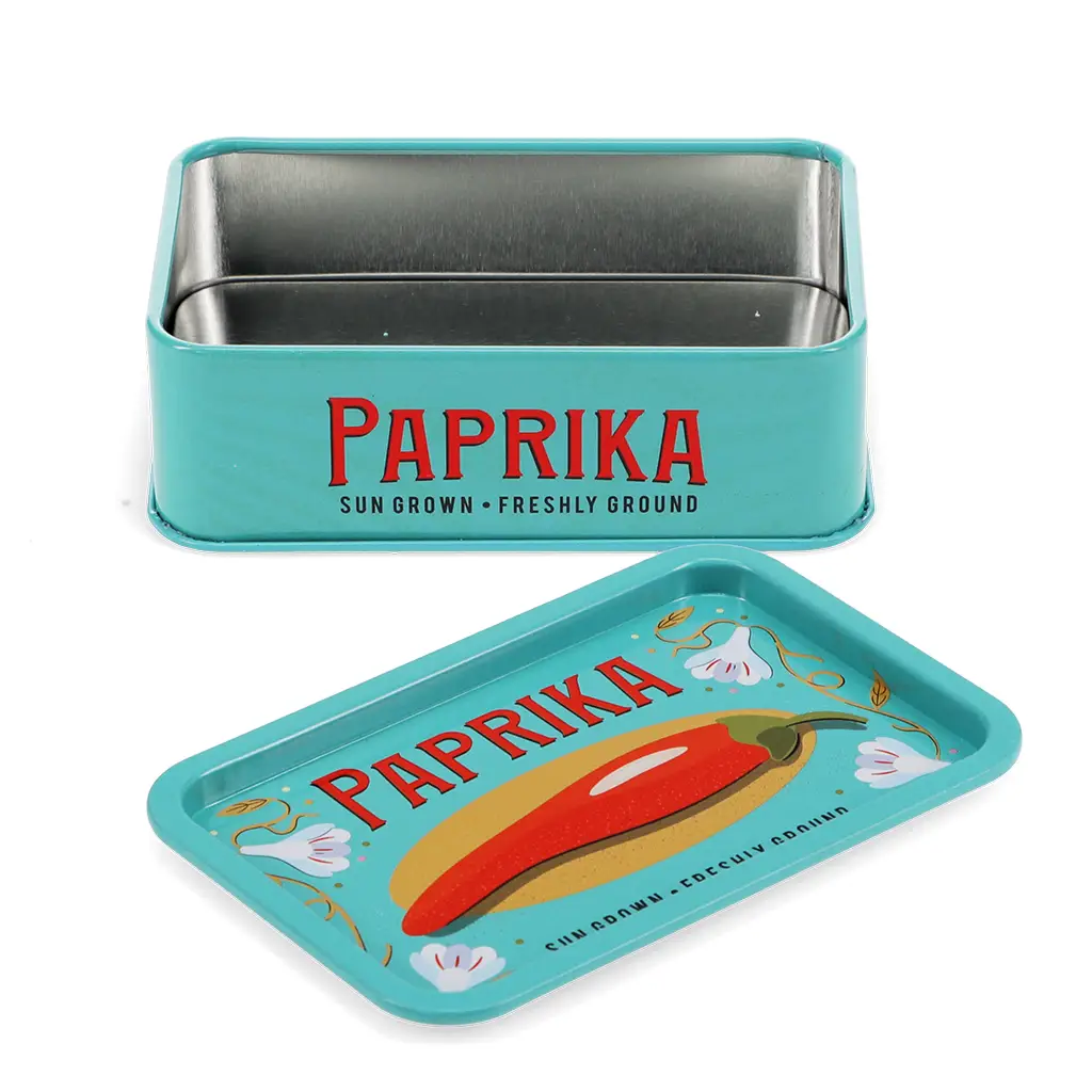 Mini-Aufbewahrungsdose mit Deckel – Paprika, Fischdose Türkisblau