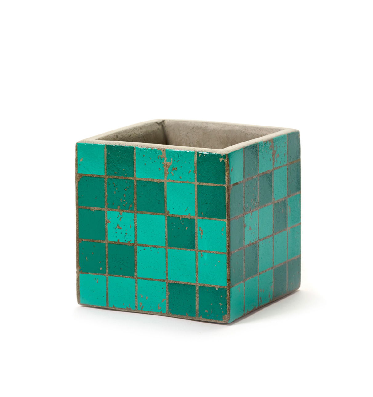 Übertopf MOSAIK grün, ca. 11 x 11 x 11 cm