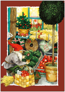 Postkarte Inge Löök "Zwerg bei den Weihnachtseinkäufen"  Löök Postkarte Weihnachten