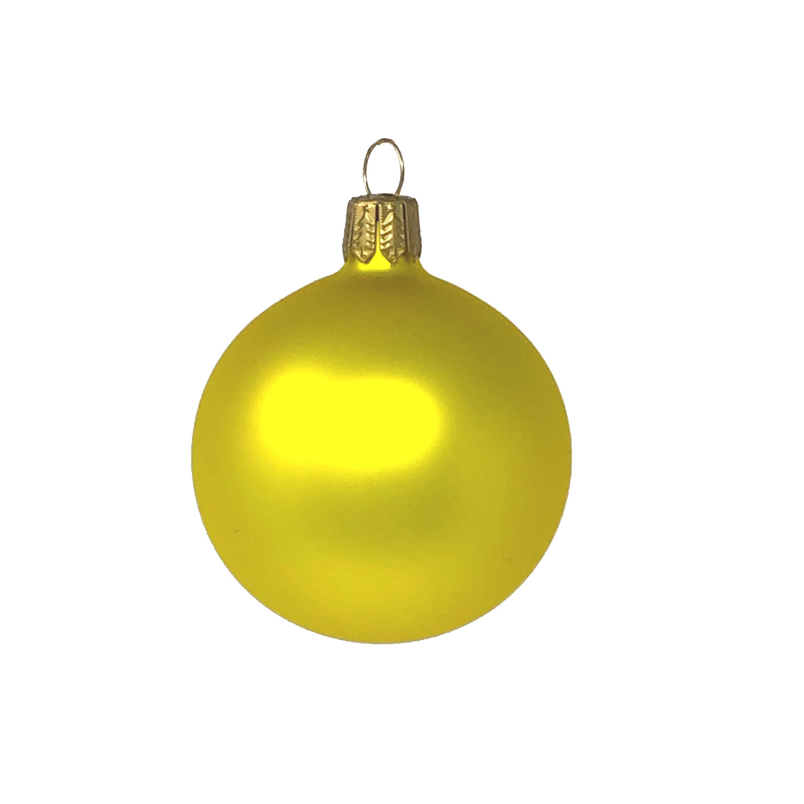 Christbaumkugel brilliantgelb matt, D. 6 cm von der Oberfränkischen Glasmanufaktur