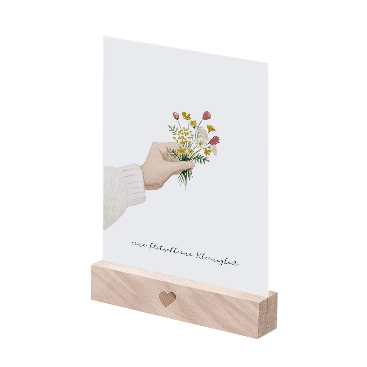 Eulenschnitt  Kartenständer 10,5 cm Buchenholz  mit Herz