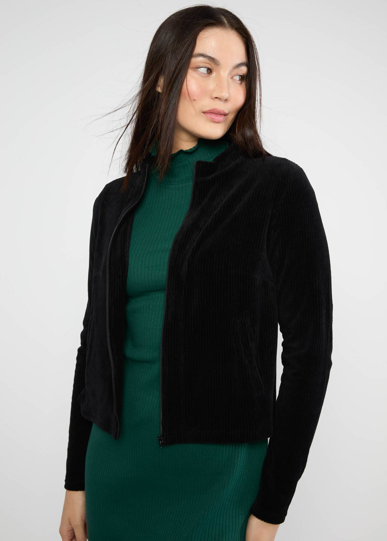 % Blutsgeschwister Jolly Zip up Jacke - fine needle black