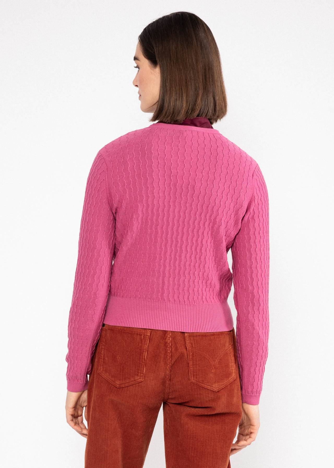 Blutsgeschwister Cardigan Save the World, folklore pink knit