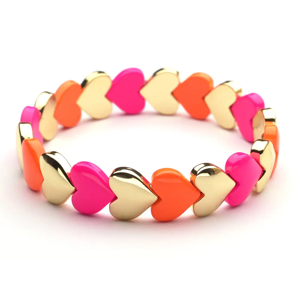 Lot83 LizzyMae Armband Emaille 180 Gold - Herz - Pink/Orange