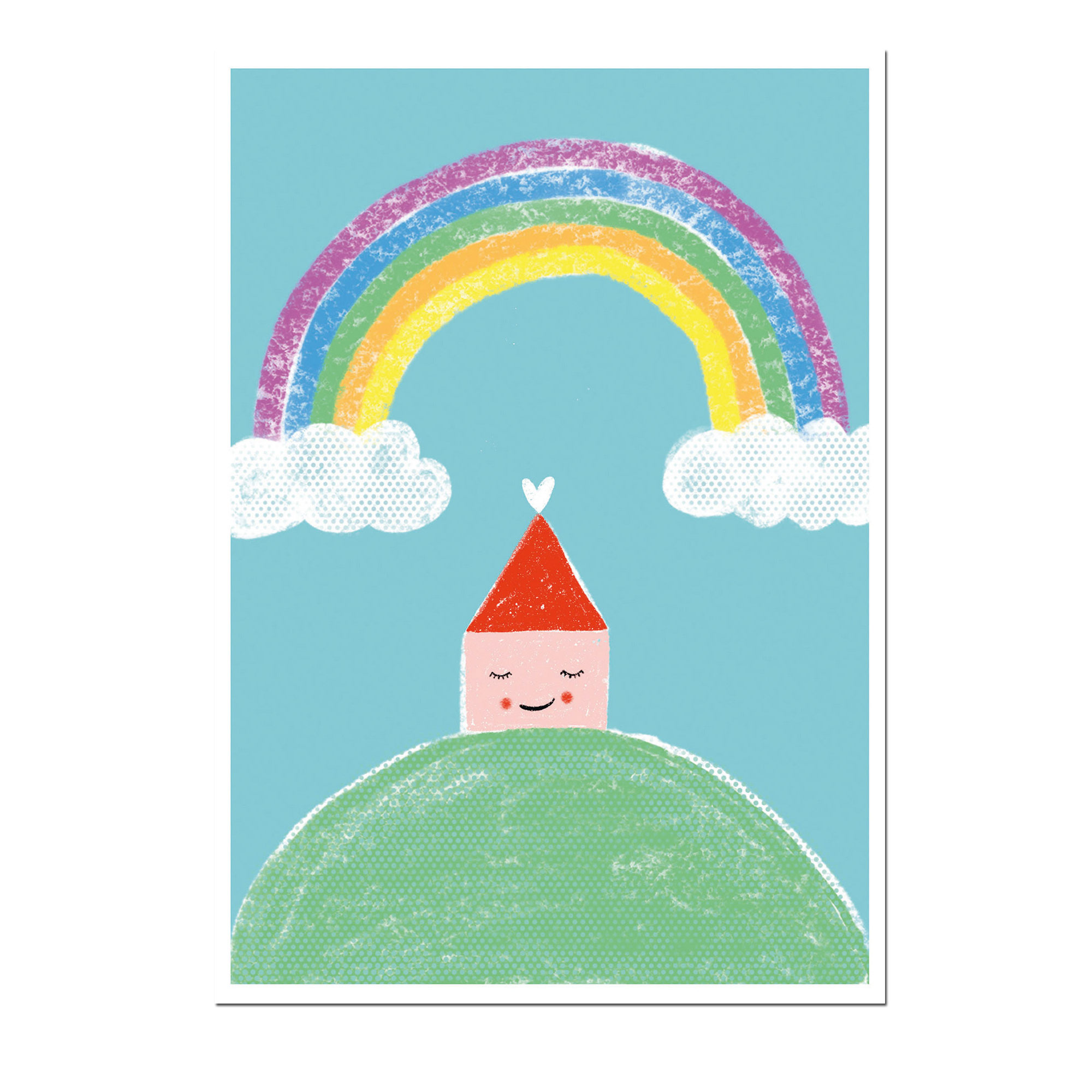 Postkarte "Regenbogenhaus" von schönegrüsse