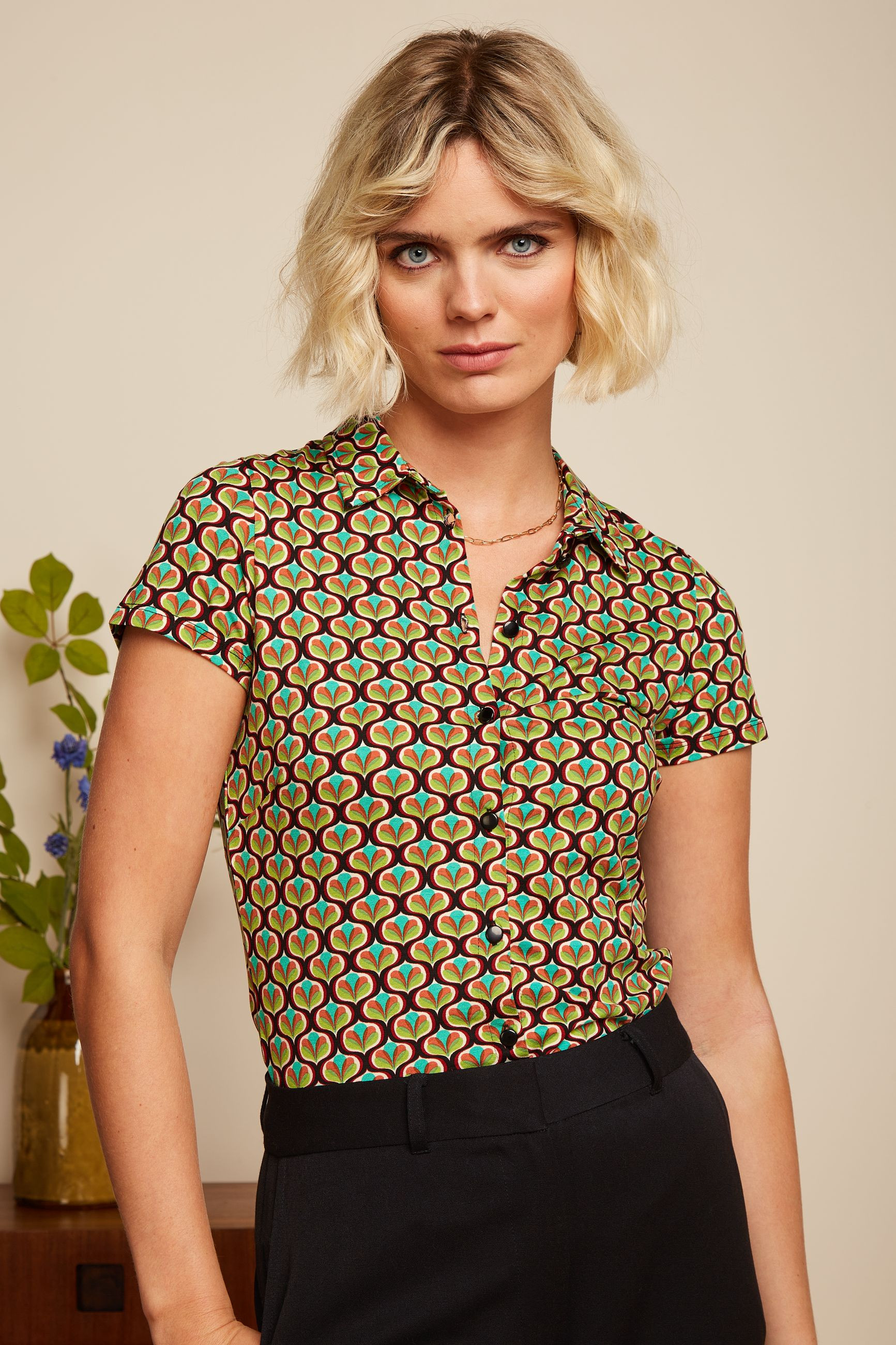 King Louie Blouse Indy,  Farbe: Delphinium Green, Bluse