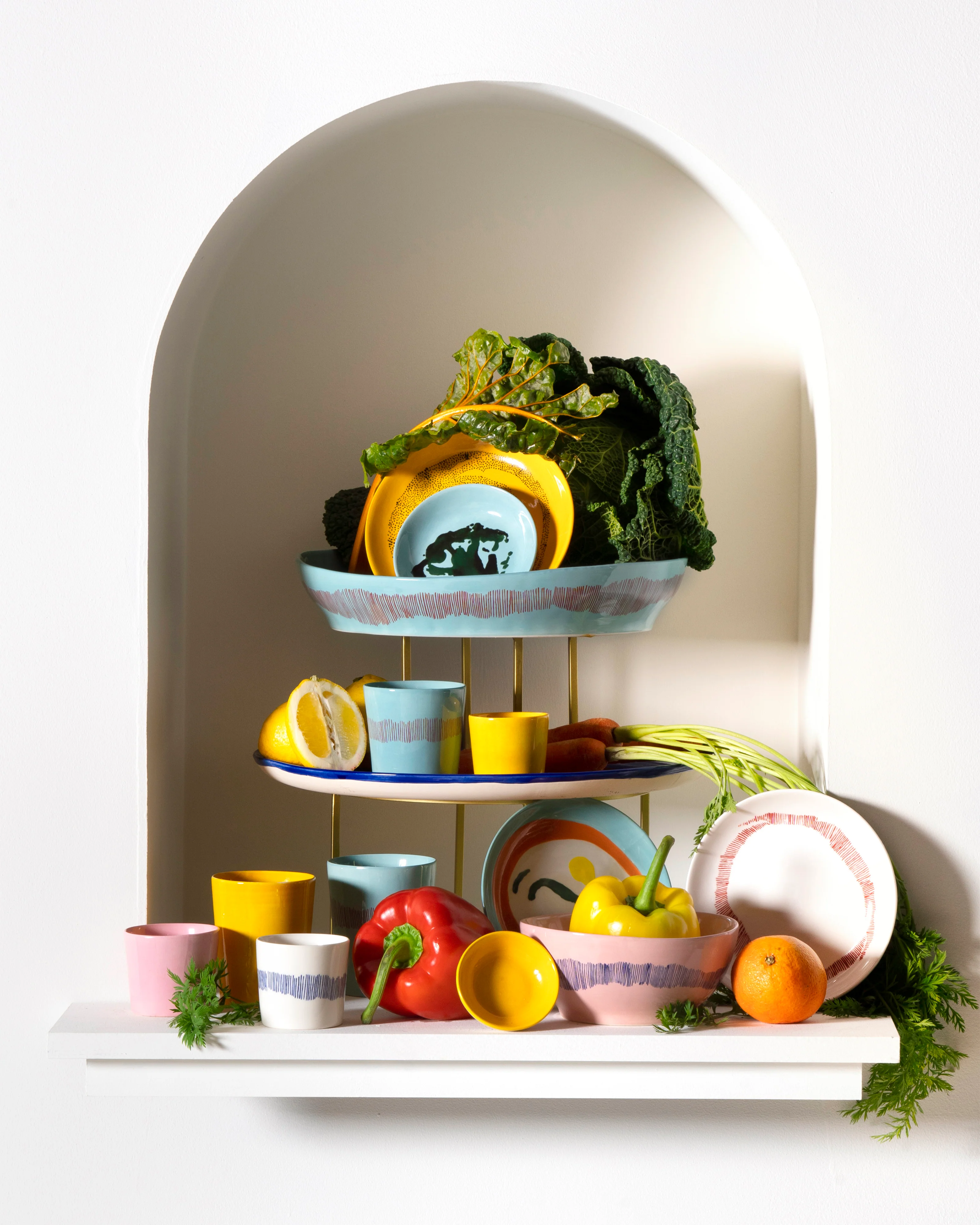 Ottolenghi Schale/ Bowl S rosa - blaue Streifen Feast, D. ca. 16 cm