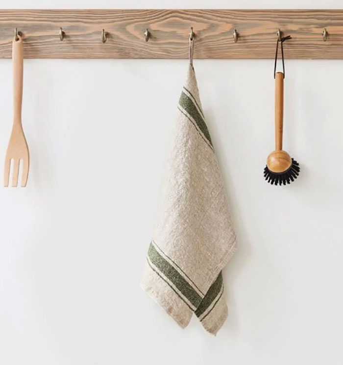 Leinen-Geschirrtuch, Vintage Green Stripe von Linen Tales   