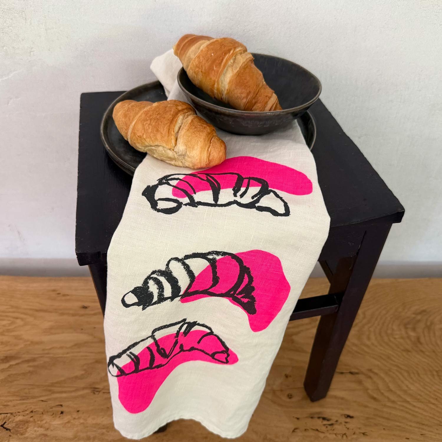 Frohstoff Geschirrtuch Leinen Croissant, neonpink
