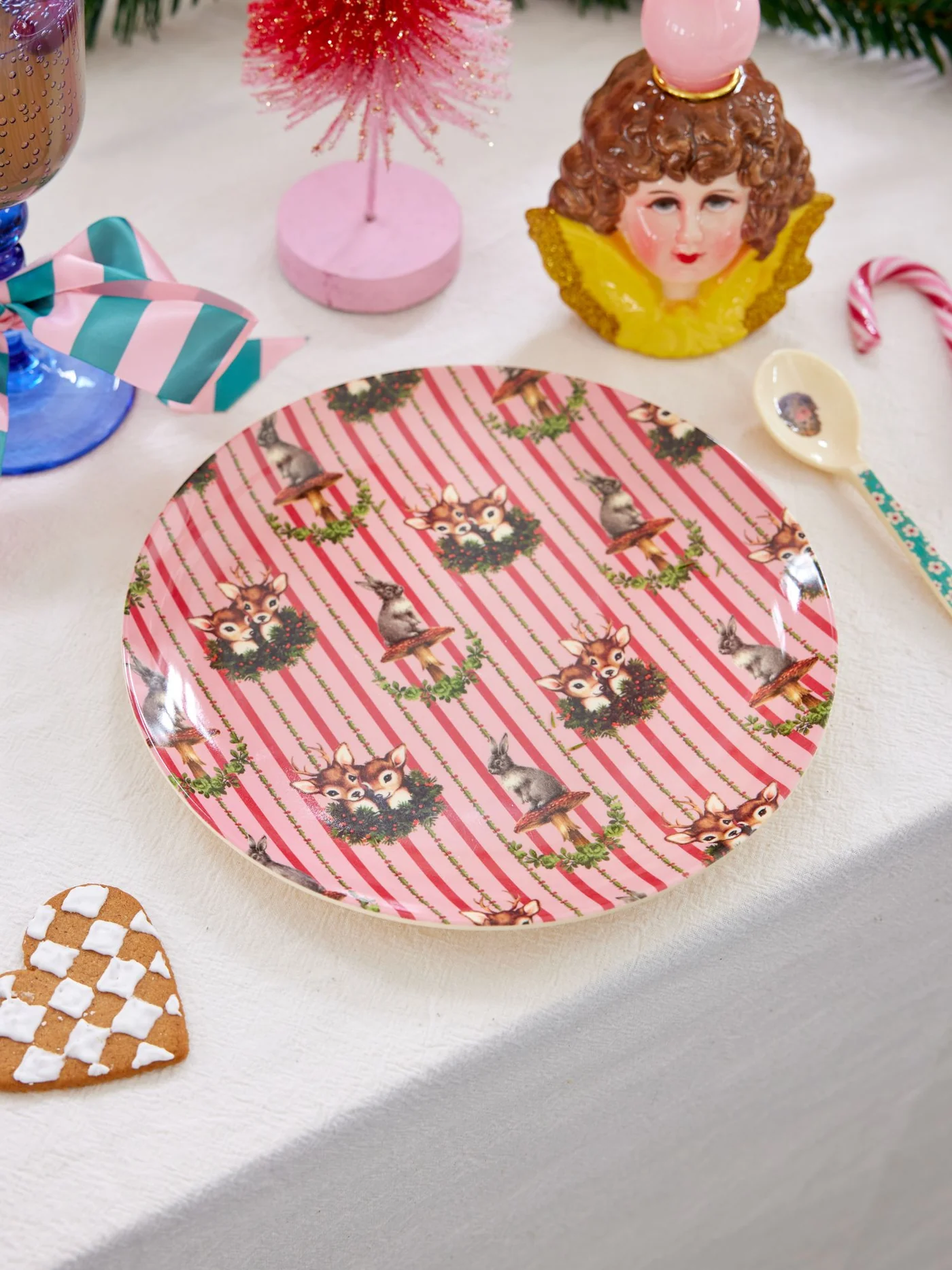 Rice Melamin XMAS Teller, Sweet Forest Rot Print, D. ca. 20 cm, Weihnachten  