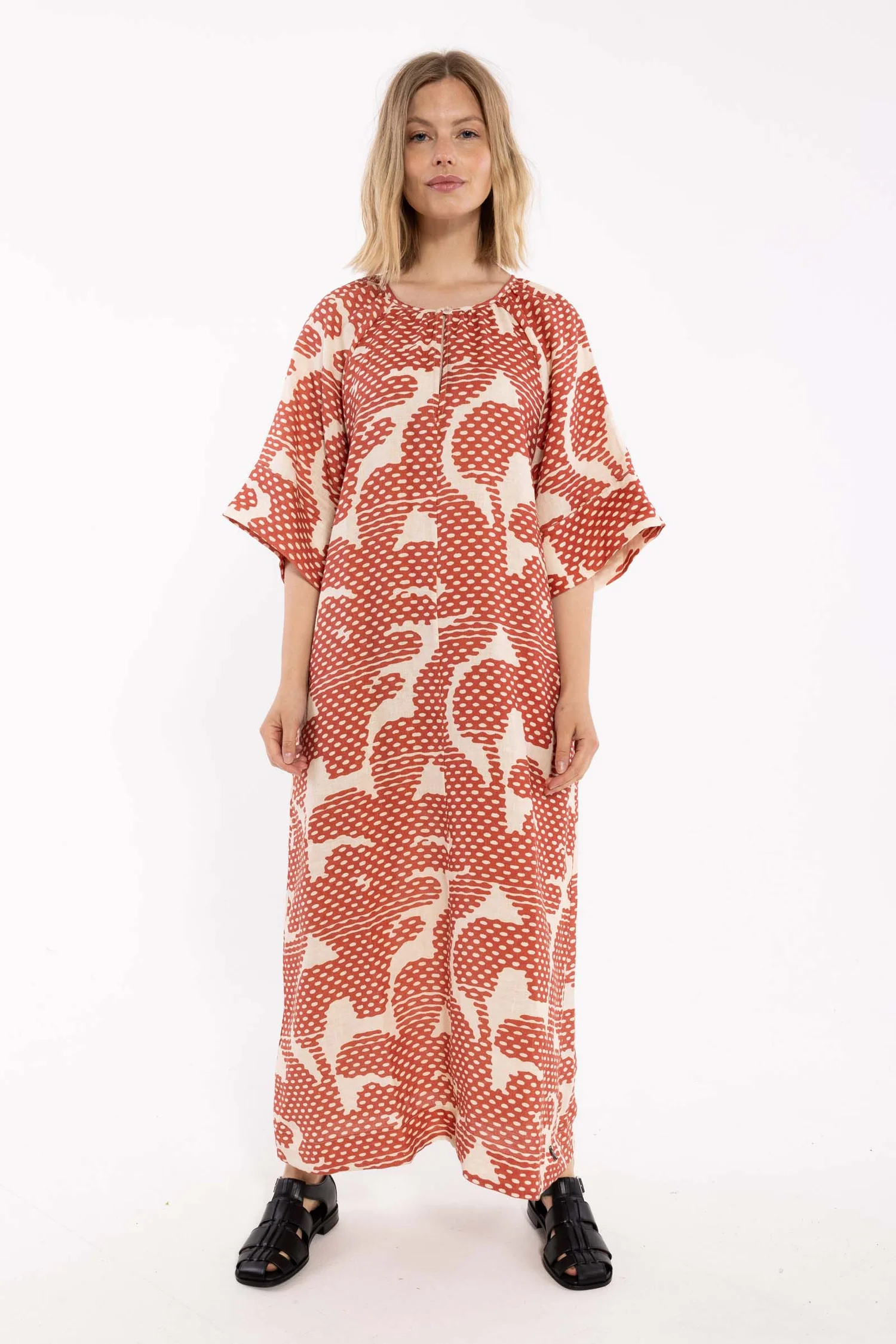 % Danefae Danehostess Modal Linnen Dress Aragon/Nougat HALFTONE, Kleid, Halbleinen