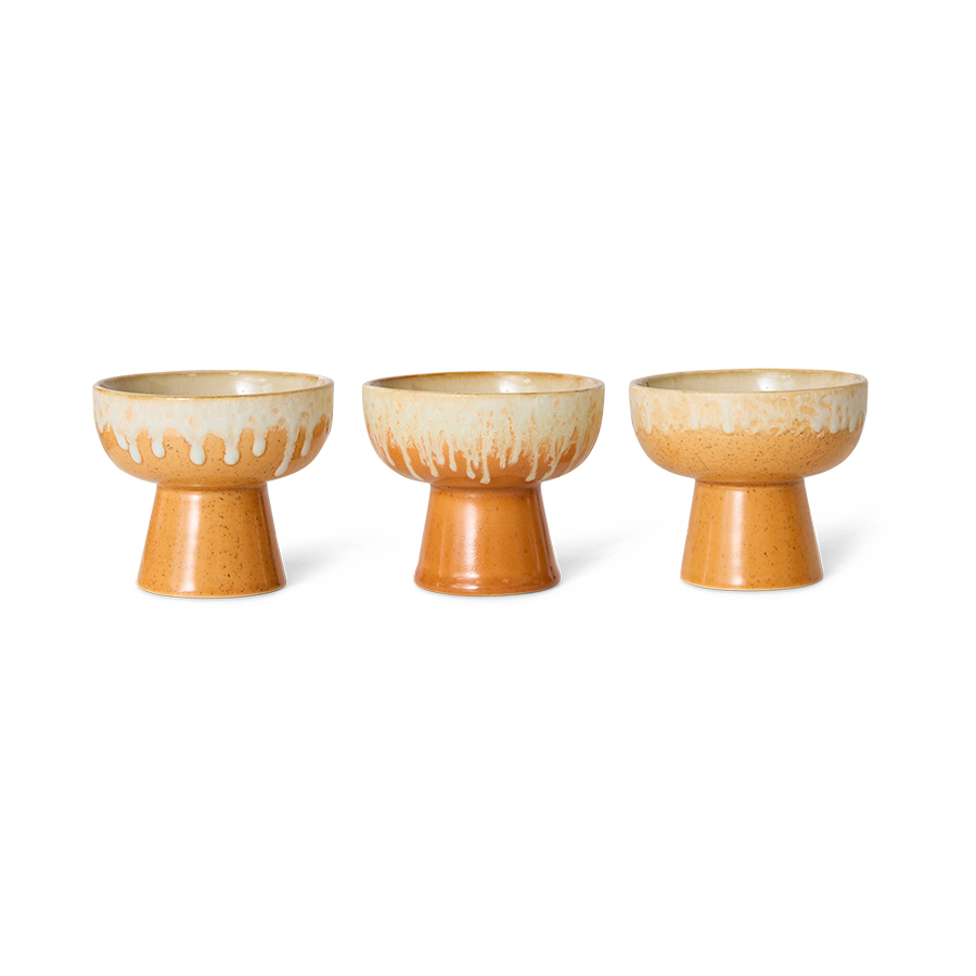 HKliving 70's tapas bowl on base, dunes, S, Siebziger Jahre Geschirr, Keramik, 