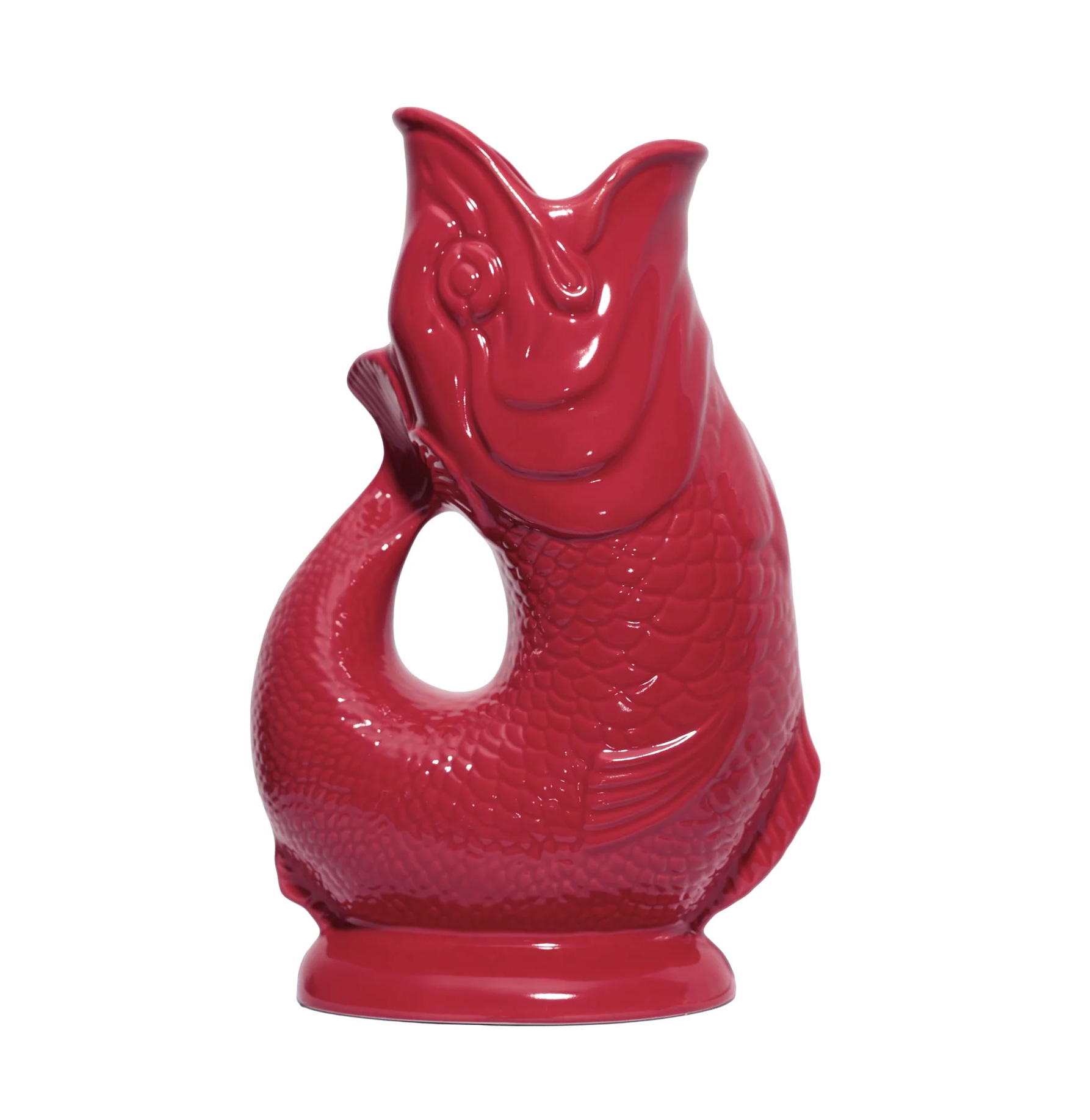 Gluckigluck  Fisch Karaffe/ Wasserkrug XL Cranberry ca. 1,1 L, Höhe ca. 27 cm