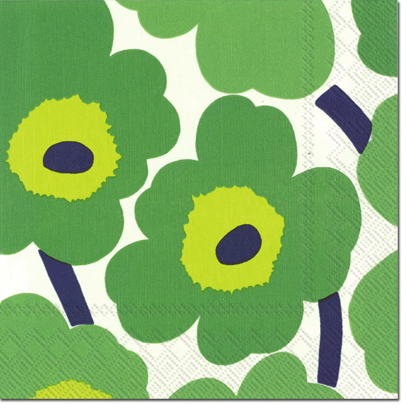 MARIMEKKO Papierservietten  UNIKKO green , grün , 33 x 33  cm, Lunchservietten von IHR 