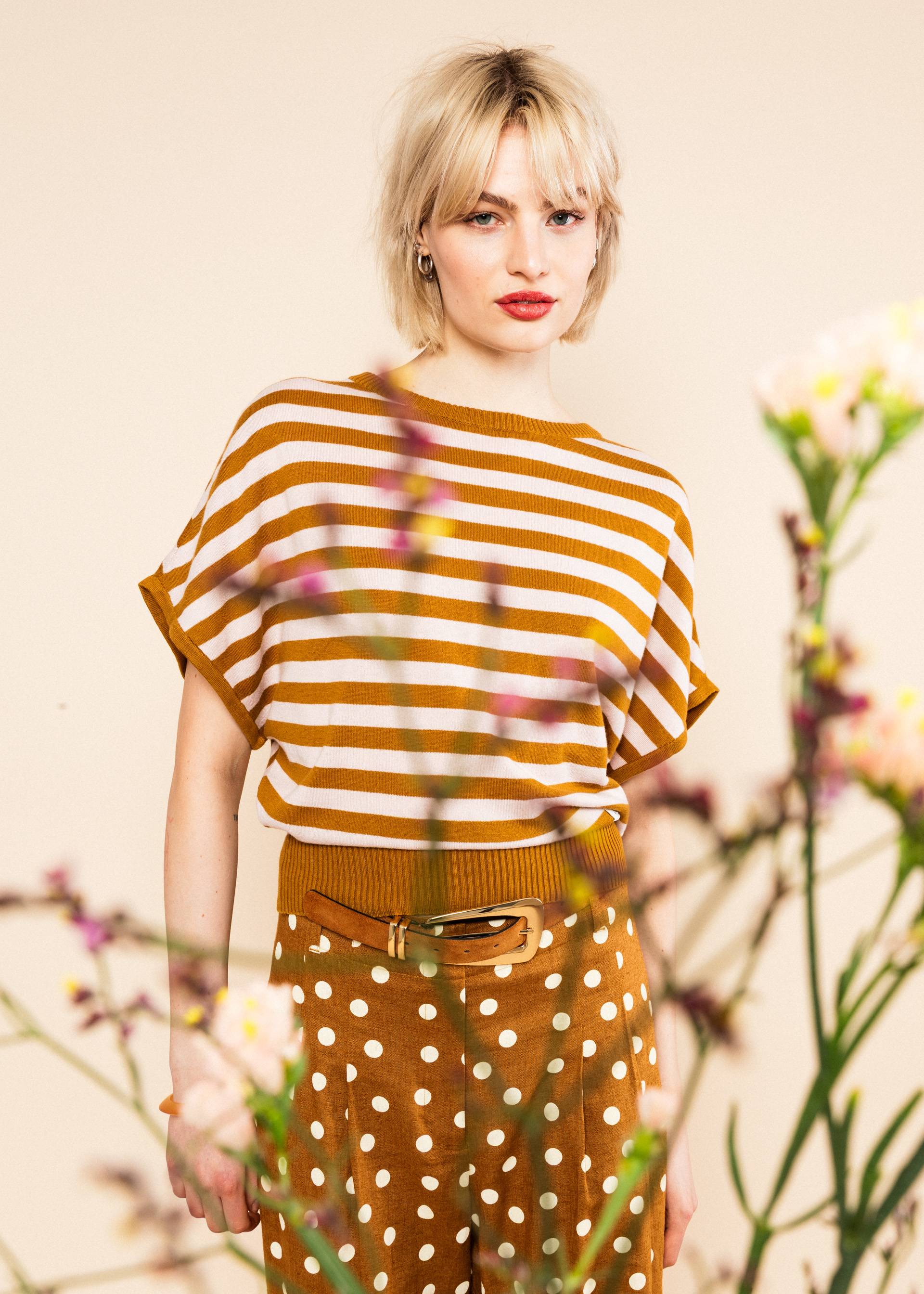 Blutsgeschwister Strickoberteil Picnic Friend- chic knit stripe brown