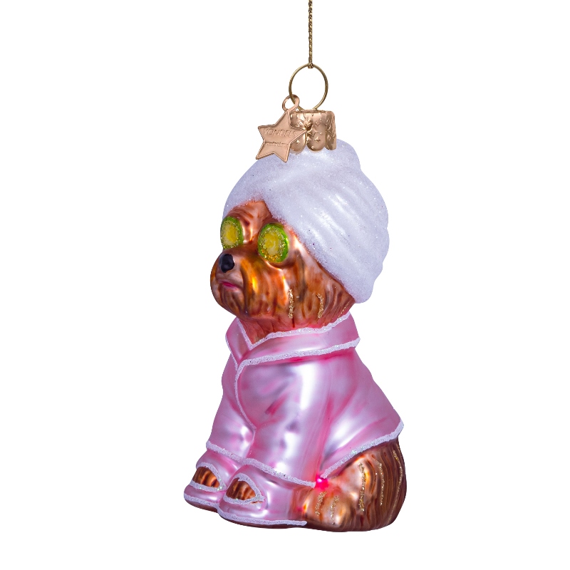 Weihnachtskugel Wellness Hund "selfcare dog", Glas,  H. ca. 9,5 cm von Vondels 