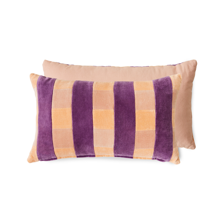 % HKliving Kissenhülle Velvet gestreift MIDSUMMER ca. 50X30CM, Samtoptik  