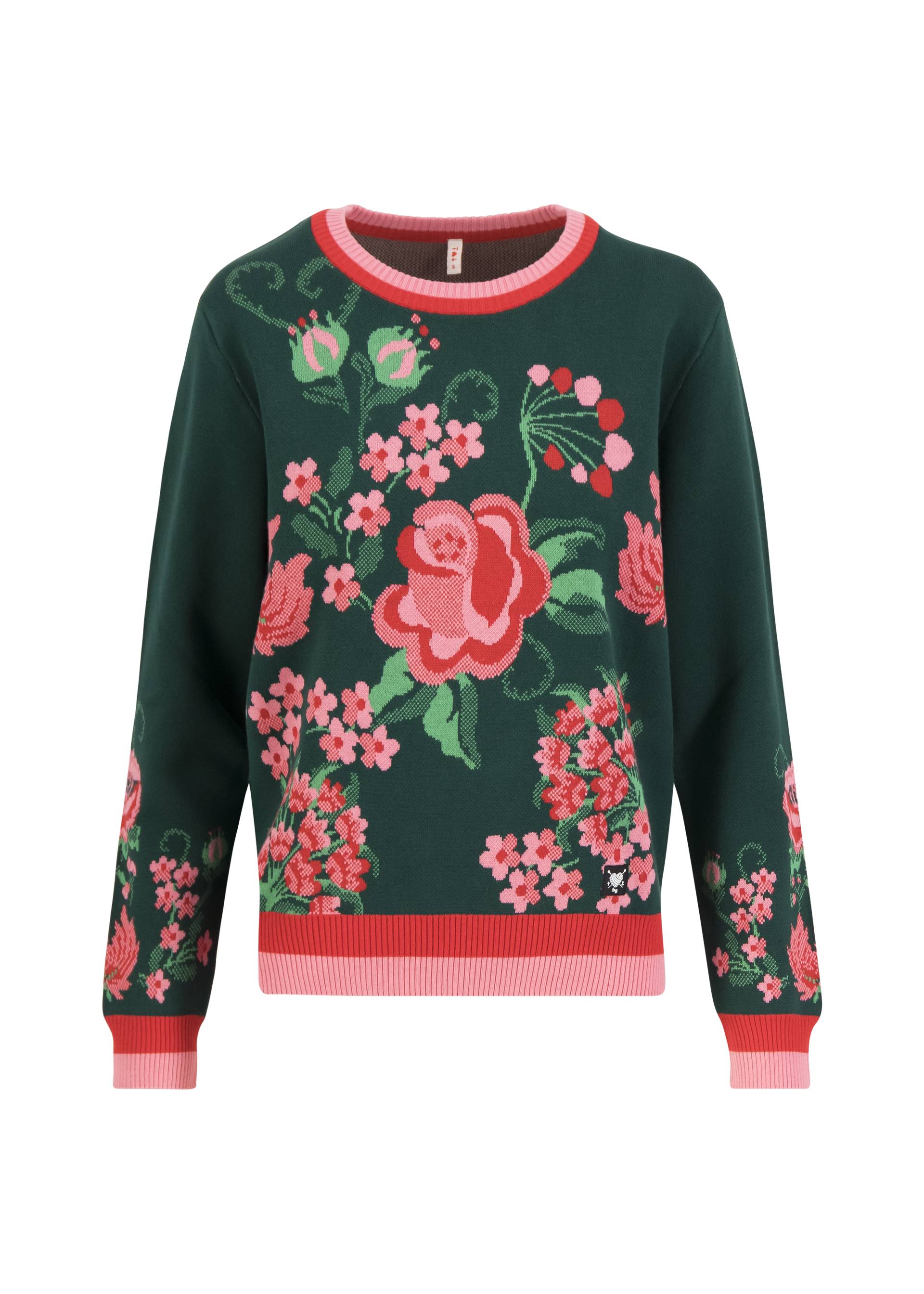 % Blutsgeschwister Strickpullover Cosy Storyteller, Muster:  roses are red %