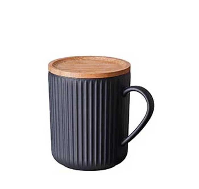 bioloco  Tasse mit Holzdeckel aus PLA  - 350 ml - bioloco plant deluxe cup with lid - dark grey