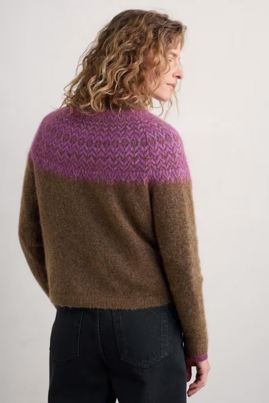 % SEASALT CORNWALL Pullover Spruce Frost Mohair-Blend Fair Isle Jumper, Farbe: Hellebore Gully Wild Orchid