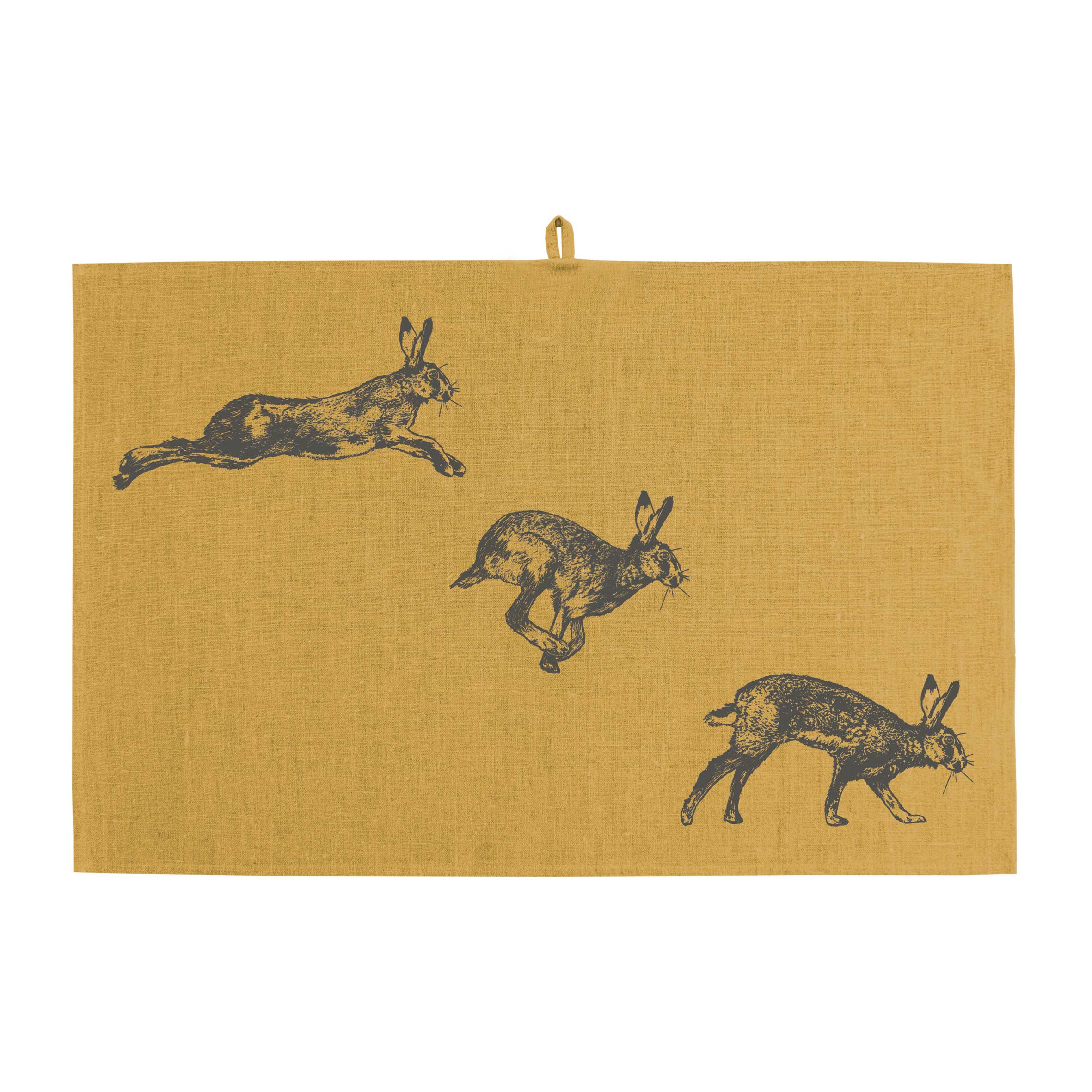 Frohstoff Leinentuch Honiggelb XL Hasen, ca. 54 x 80 cm