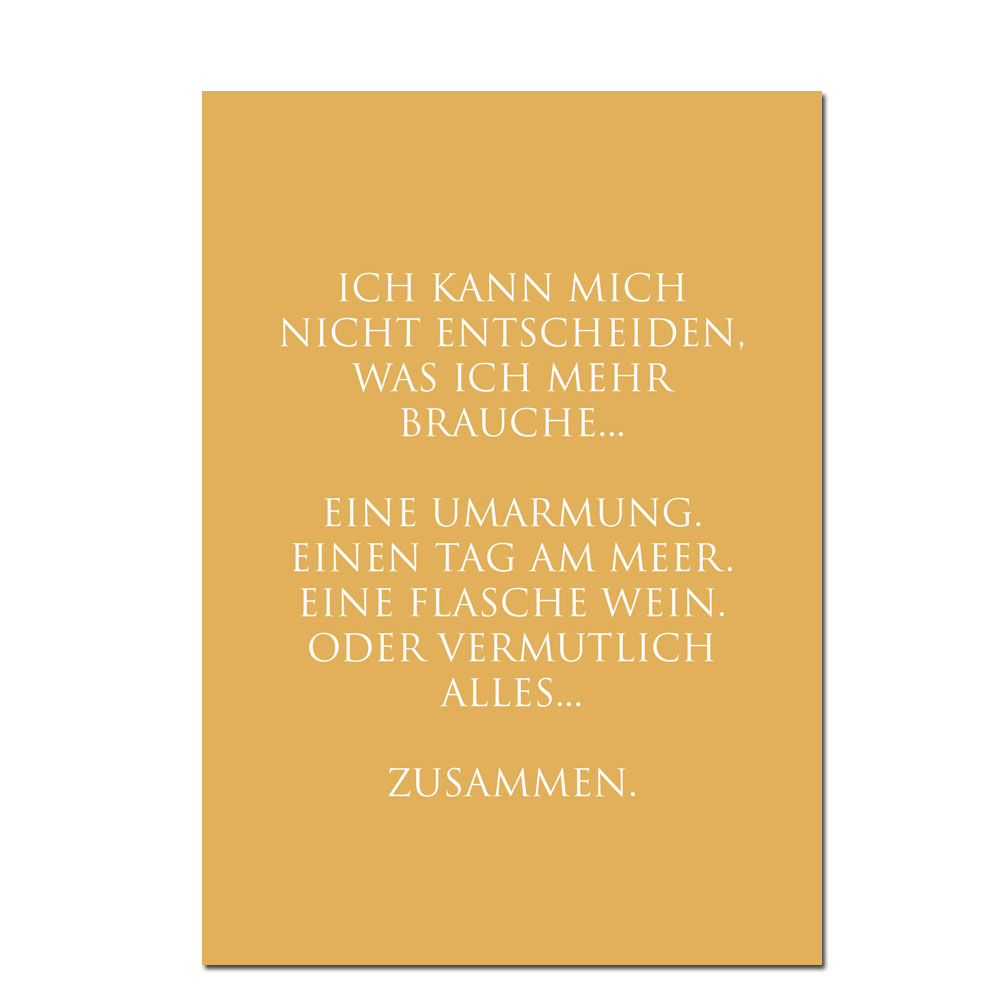 Wunderwort Postkarte "Umarmung und Meer und Wein…"