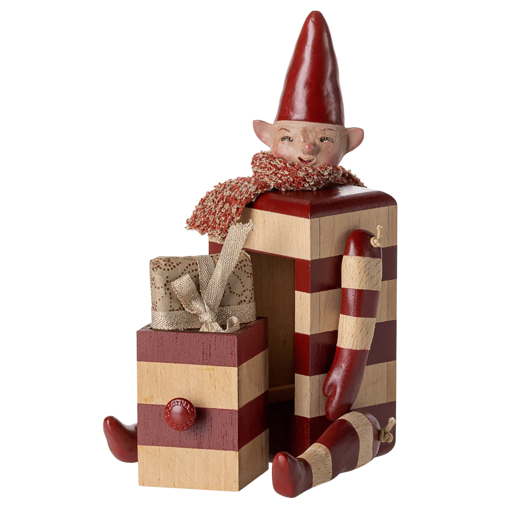 % Maileg Elf mit Schublade Rot, ca. 17 cm, Weihnachten