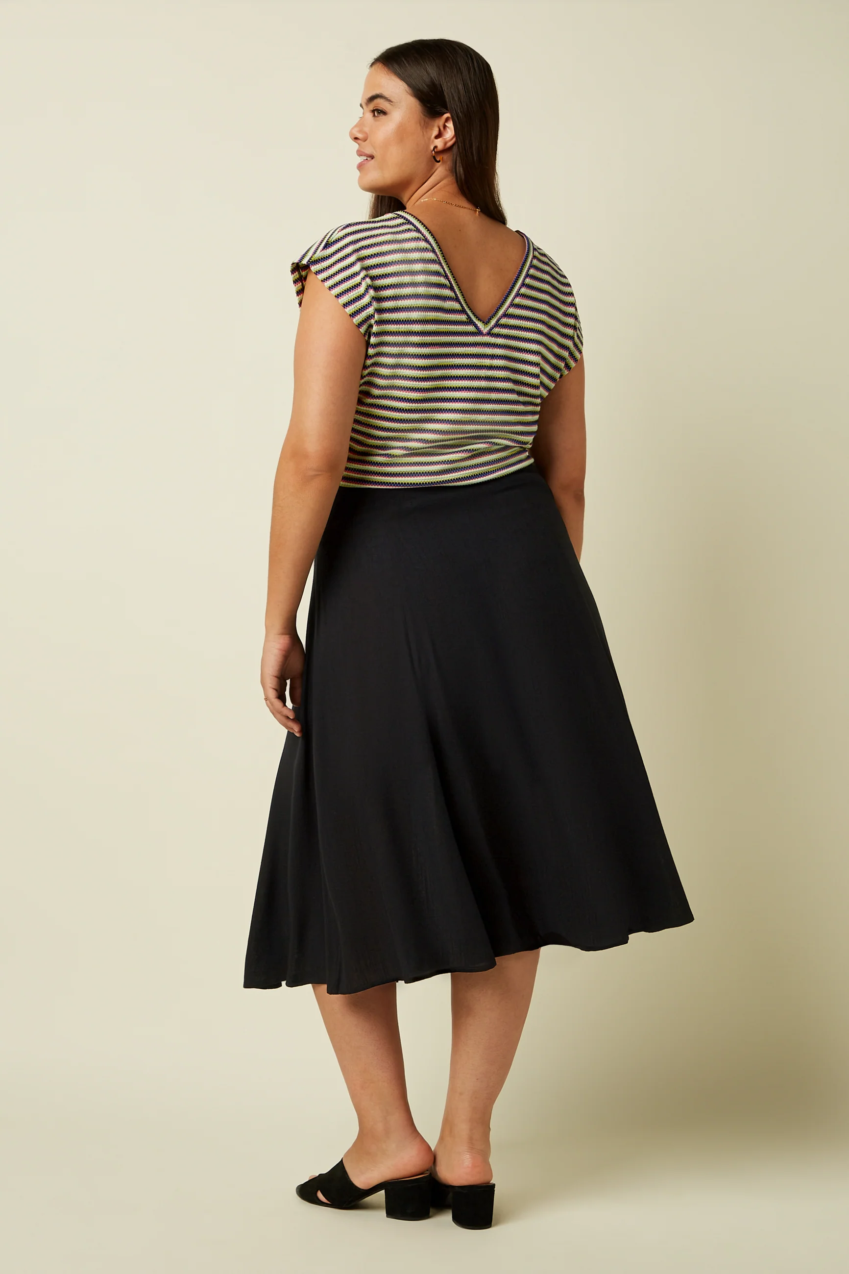 King Louie Judy Midi Skirt Atomic, Farbe Schwarz, mittellanger Rock