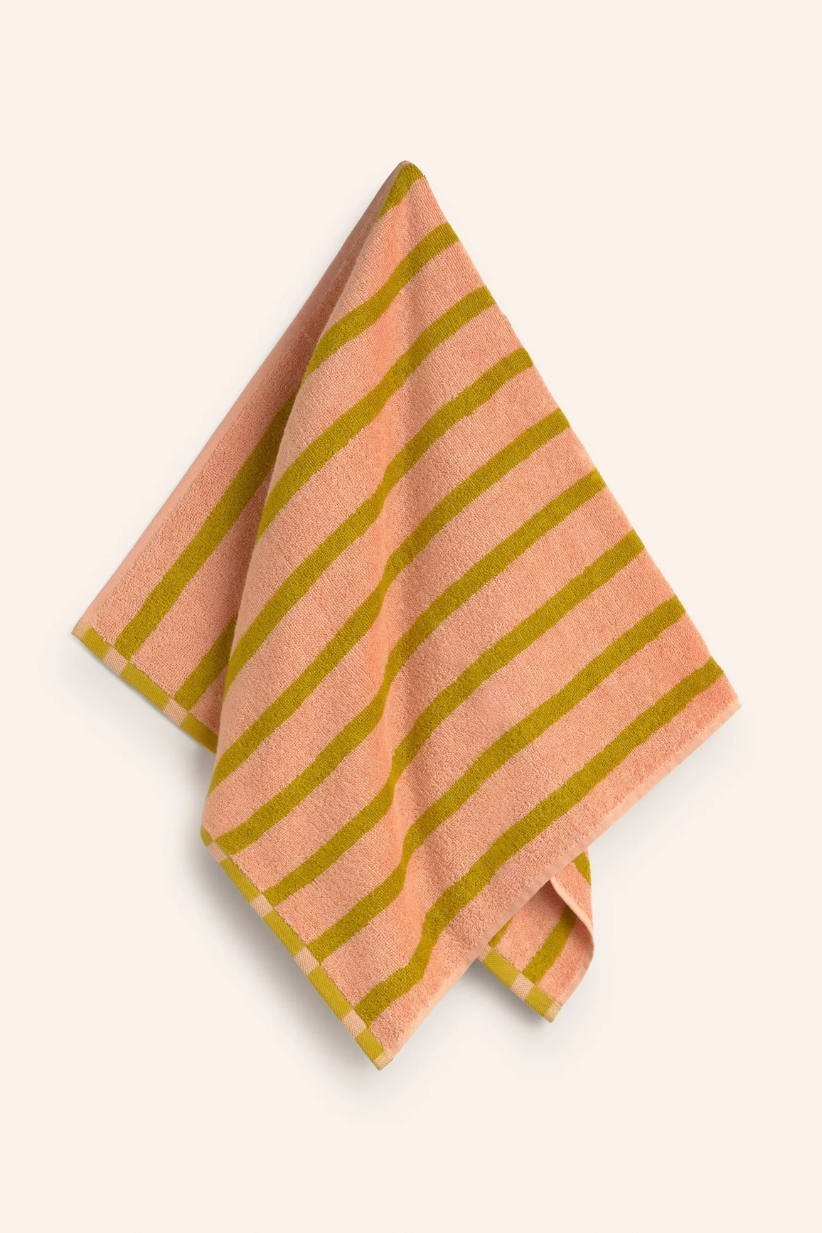 Badehandtuch mit rosa und grünen Streifen Saturno, ca. 30 x 50, Gästehandtuch