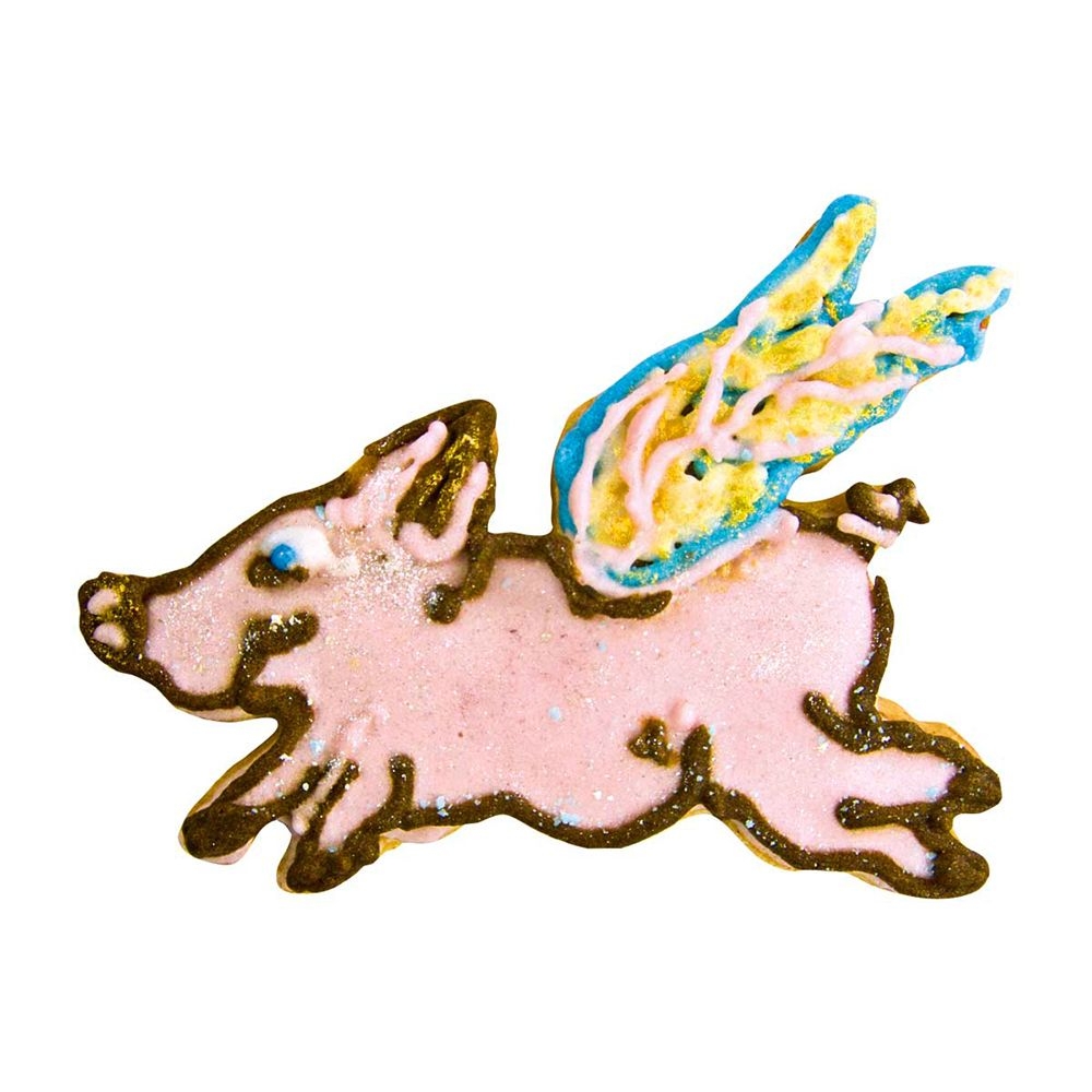 Ausstecherle Fliegendes Schwein Edelstahl 7 cm von Städter, Prägeausstecher, Plätzchen Backen,  Glücksbringer, Silvester