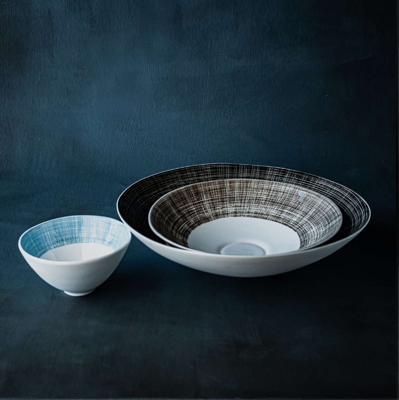 KLATT OBJECTS RAMI Schale S blau, Bone China , D.  ca. 12,7 cm , pro Stück
