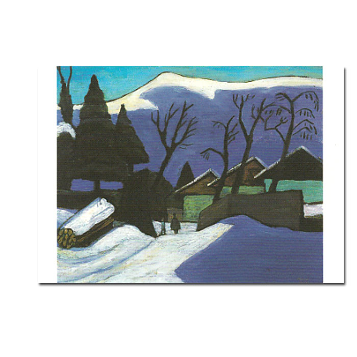 Postkarte " Häuser im Schnee, 1933 von Gabriele Münter, Winter