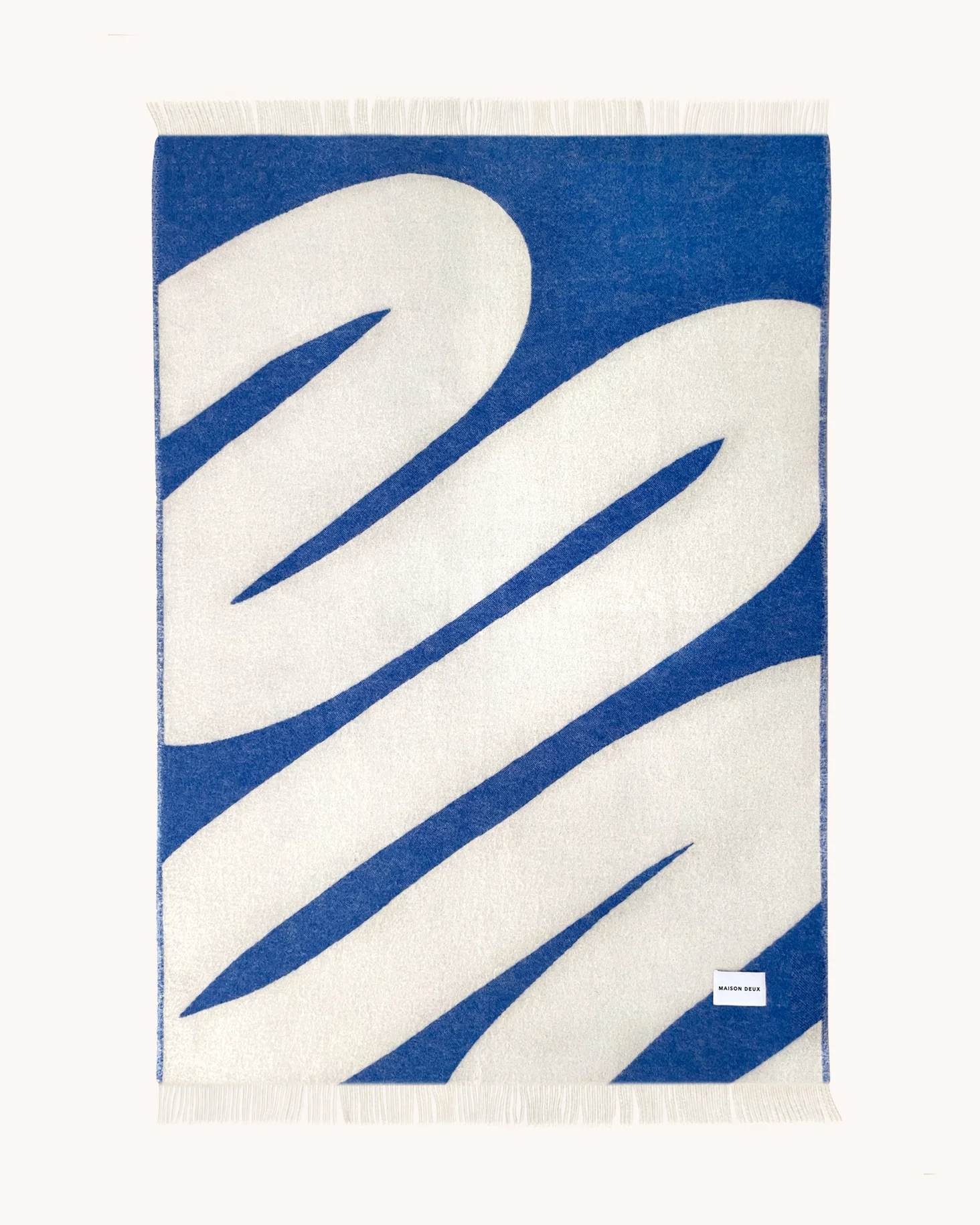 Maison Deux Wolldecke SWIRL Kobaltblau-Weiß, ca. 130 x 200 cm, Plaid, 100 % Wolle  