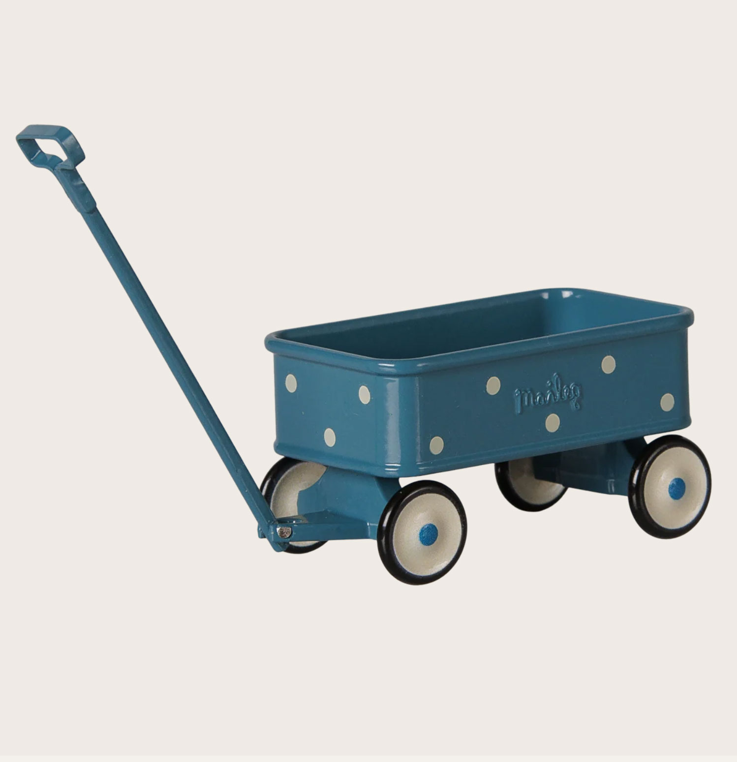 Maileg Bollerwagen Blau mit Punkten, Maus