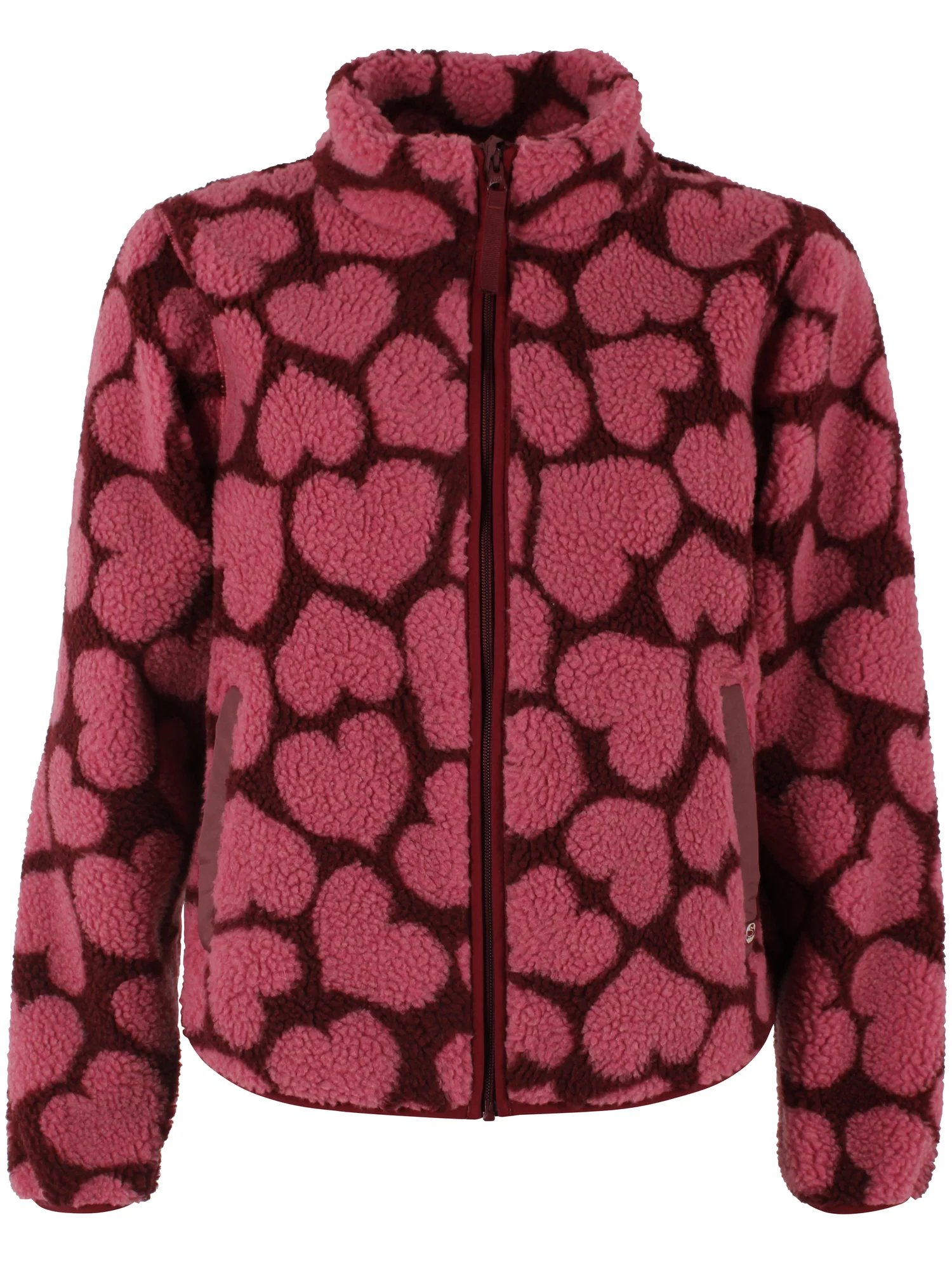 Danefae Danelabrador Fleece Zip-Up Dark Cherry HEARTTHROB, Teddy Jacke mit Herz