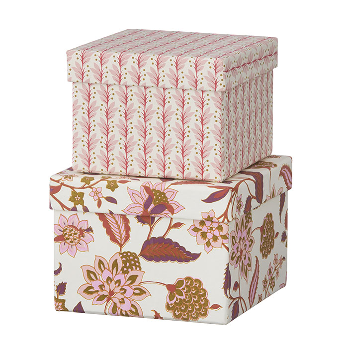 Bungalow Cubic Duo Box S Divya Cerise, Quadratische Papierbox 2er Set 