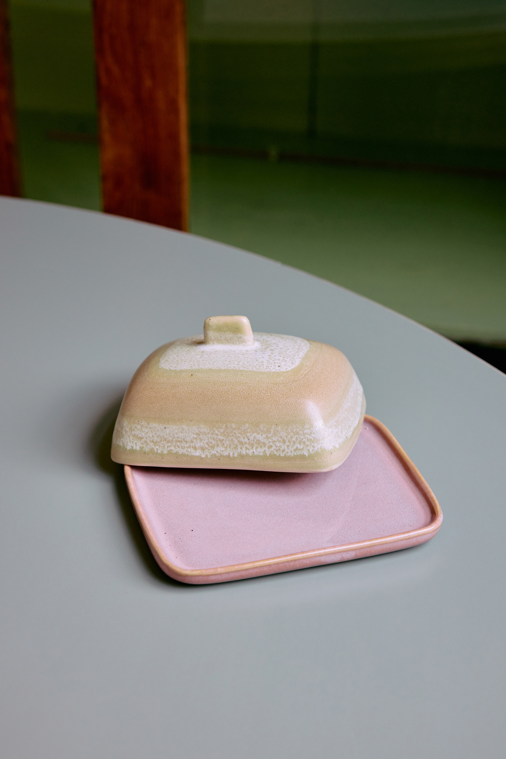 HKliving 70's butter dish, SKYLINE, Siebziger Jahre Geschirr, Keramik, Butterdose 