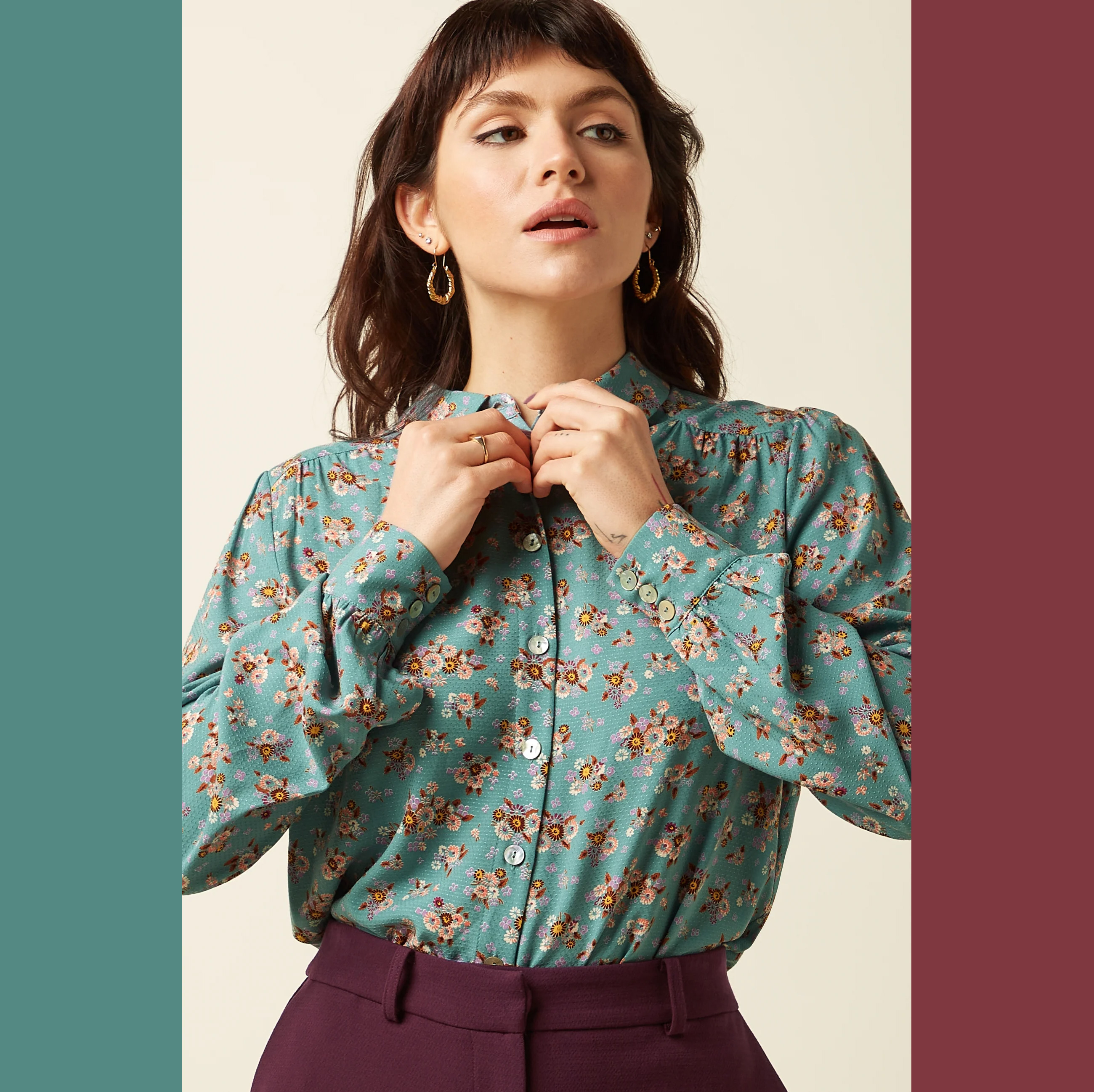 King Louie Bluse Carina Blouse Revel, Farbe Silver Green
