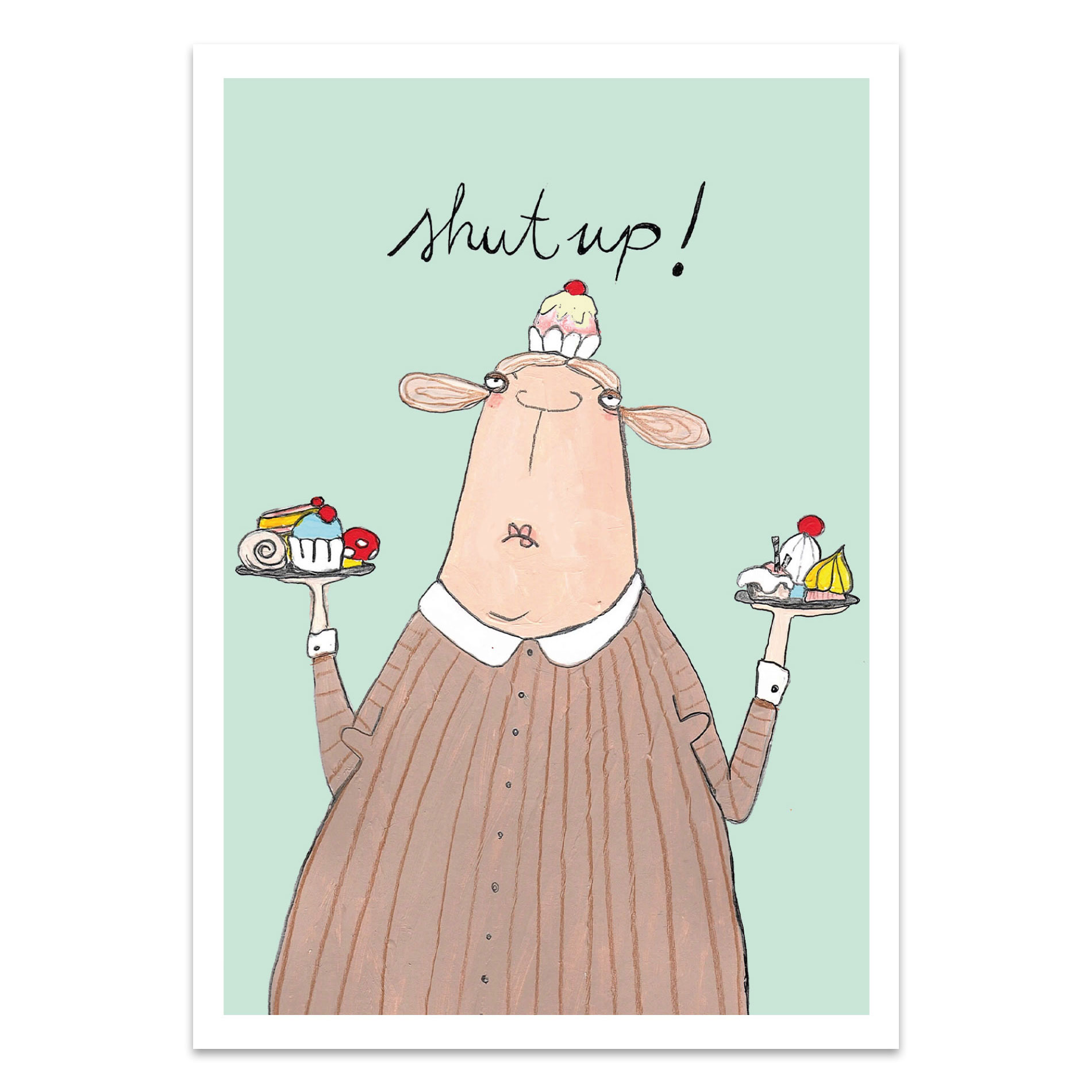 Postkarte kittiekatstudio "shut up" von kittiekatstudio