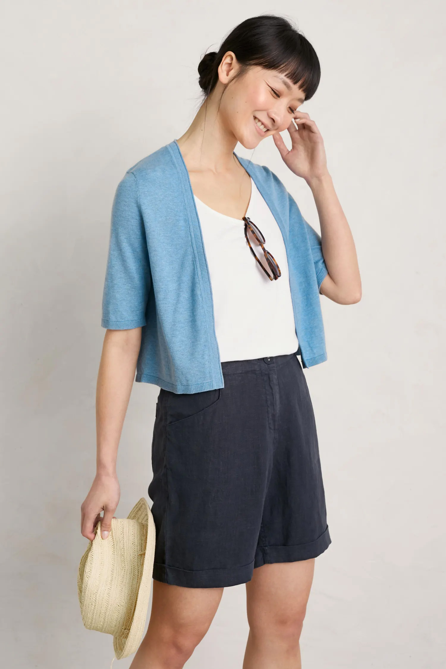 % SEASALT CORNWALL Strickjacke Maria Organic Cotton Cardigan, Tide