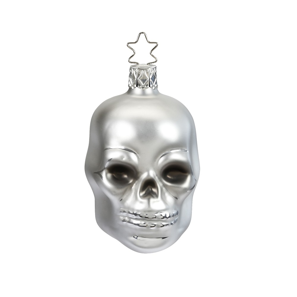 Inge Glas Christbaumkugel Totenkopf, ca. 7,5 cm, Weihnachtskugel Totenkopf