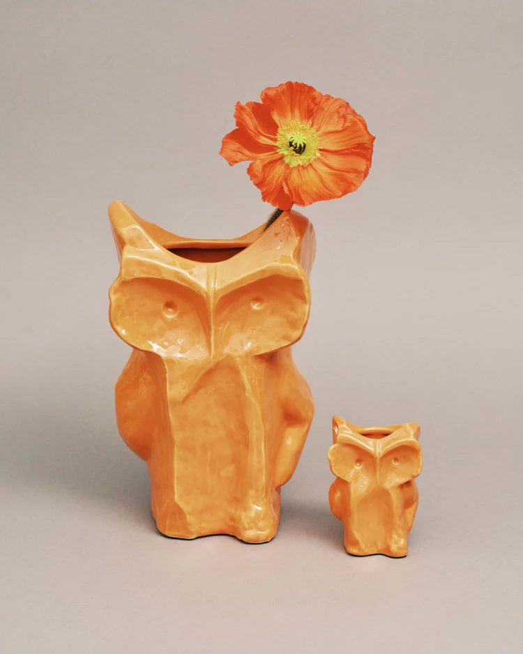 Eule Vase S Orange After Midnight, Kollektion Midnight creatures von Marni, Höhe ca. 23 cm
