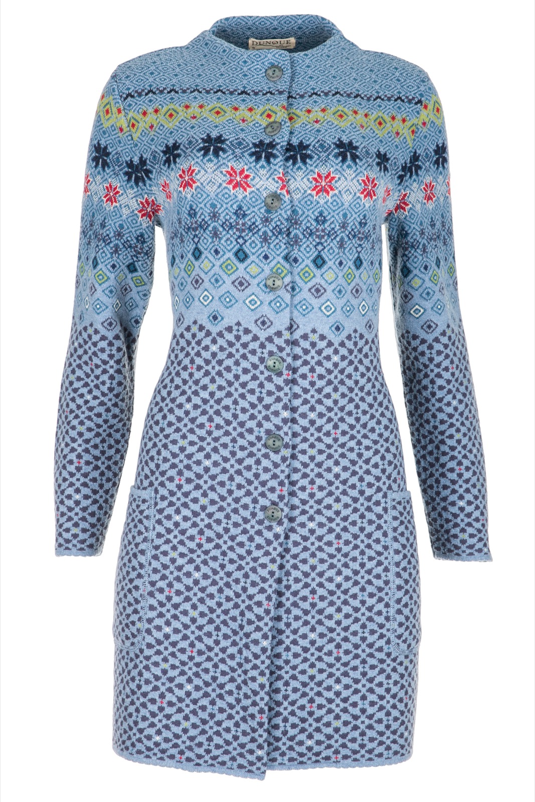DUNQUE Jacquard-Kurzmantel "UTA" , Farbe blau-bunt, Made in Germany 
